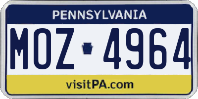 PA license plate MOZ4964