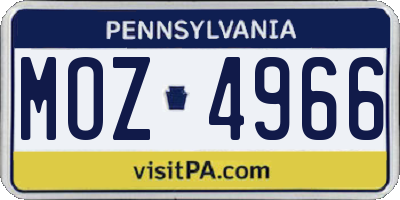 PA license plate MOZ4966