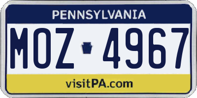 PA license plate MOZ4967