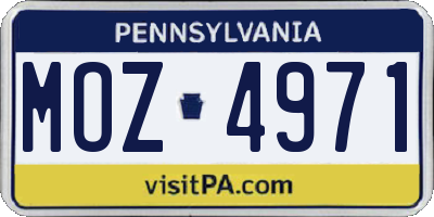 PA license plate MOZ4971