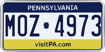 PA license plate MOZ4973