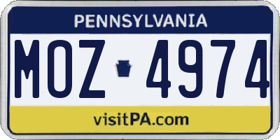 PA license plate MOZ4974