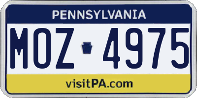 PA license plate MOZ4975