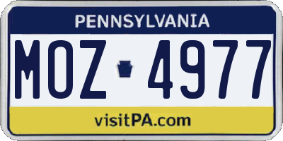 PA license plate MOZ4977