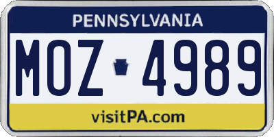 PA license plate MOZ4989