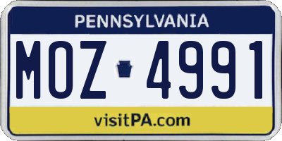 PA license plate MOZ4991