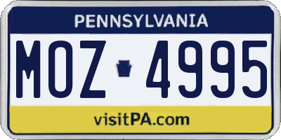 PA license plate MOZ4995