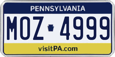 PA license plate MOZ4999