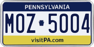 PA license plate MOZ5004