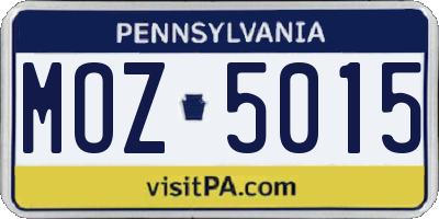 PA license plate MOZ5015