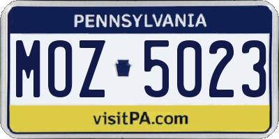 PA license plate MOZ5023