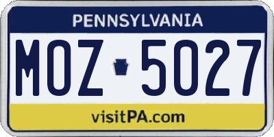 PA license plate MOZ5027