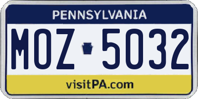 PA license plate MOZ5032