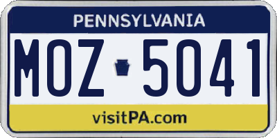 PA license plate MOZ5041