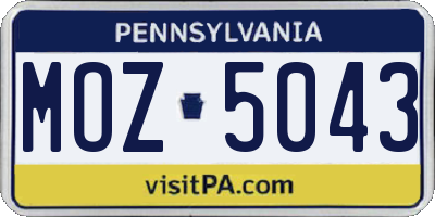 PA license plate MOZ5043
