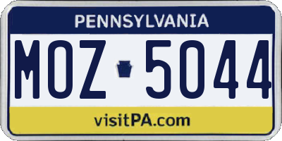 PA license plate MOZ5044