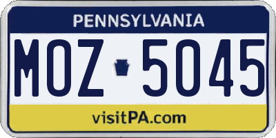 PA license plate MOZ5045