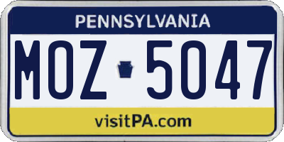 PA license plate MOZ5047