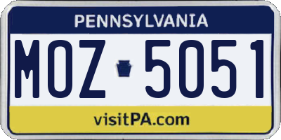 PA license plate MOZ5051