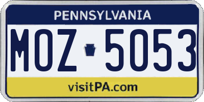 PA license plate MOZ5053