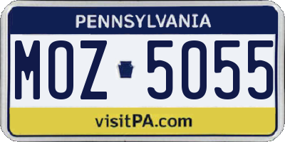 PA license plate MOZ5055