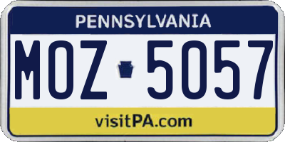 PA license plate MOZ5057