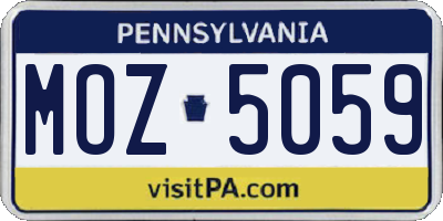 PA license plate MOZ5059