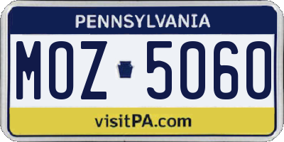 PA license plate MOZ5060