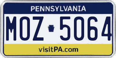 PA license plate MOZ5064