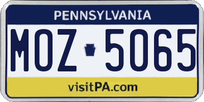 PA license plate MOZ5065