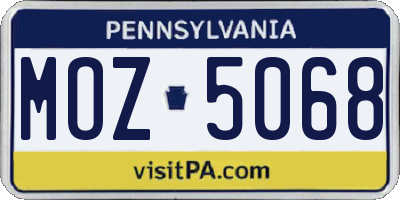 PA license plate MOZ5068