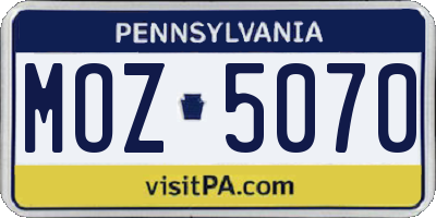 PA license plate MOZ5070