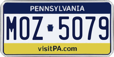 PA license plate MOZ5079