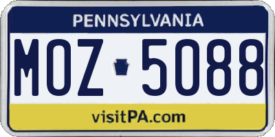 PA license plate MOZ5088