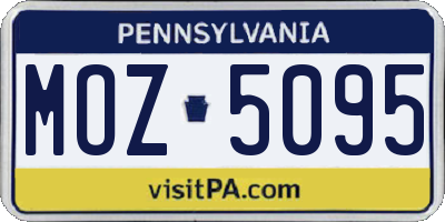 PA license plate MOZ5095
