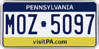 PA license plate MOZ5097