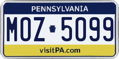 PA license plate MOZ5099