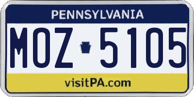 PA license plate MOZ5105