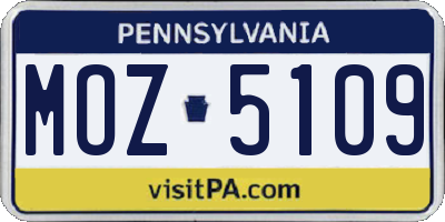 PA license plate MOZ5109