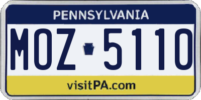 PA license plate MOZ5110