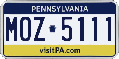 PA license plate MOZ5111