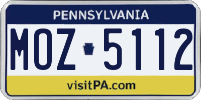 PA license plate MOZ5112
