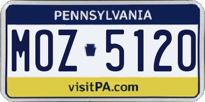 PA license plate MOZ5120