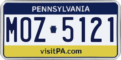 PA license plate MOZ5121