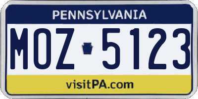 PA license plate MOZ5123