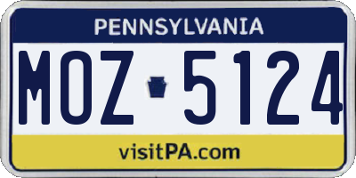 PA license plate MOZ5124
