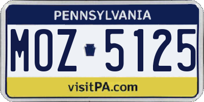 PA license plate MOZ5125