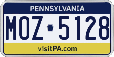 PA license plate MOZ5128
