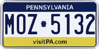 PA license plate MOZ5132