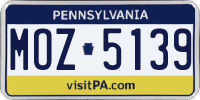 PA license plate MOZ5139